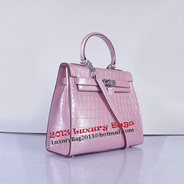 Hermes Birkin 28CM Tote Bags Lavender Iridescent Croco Leather Silver