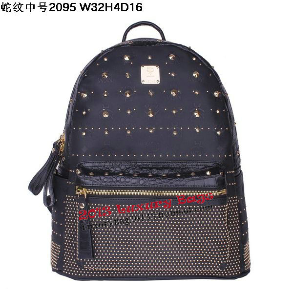 MCM Armour Medium Backpack Snake Leather MC2095 Black