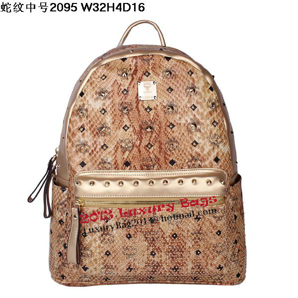 MCM Armour Medium Backpack Snake Leather MC2095 Gold
