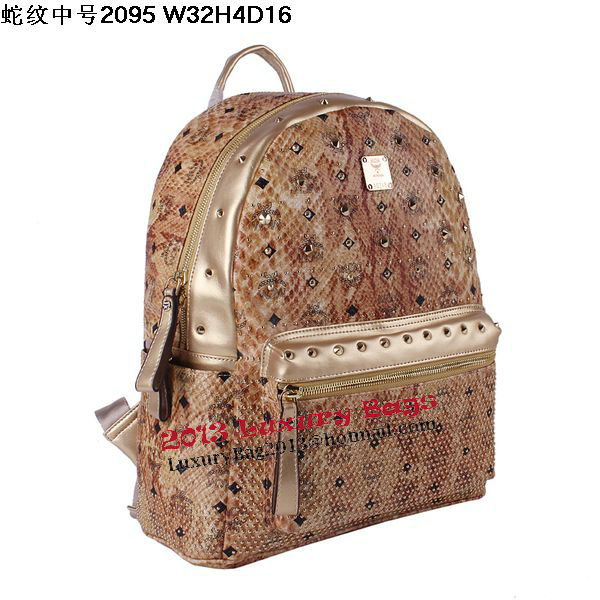 MCM Armour Medium Backpack Snake Leather MC2095 Gold