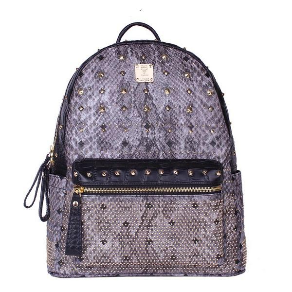 MCM Armour Medium Backpack Snake Leather MC2095 Grey