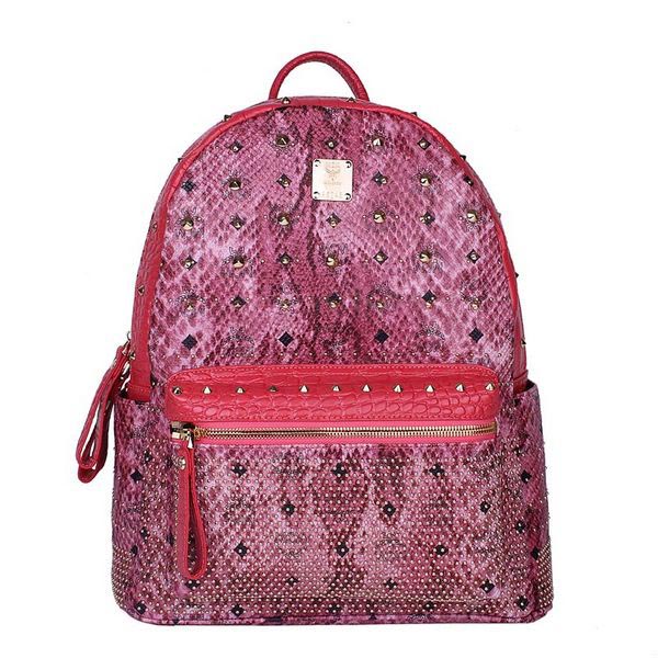 MCM Armour Medium Backpack Snake Leather MC2095 Rose