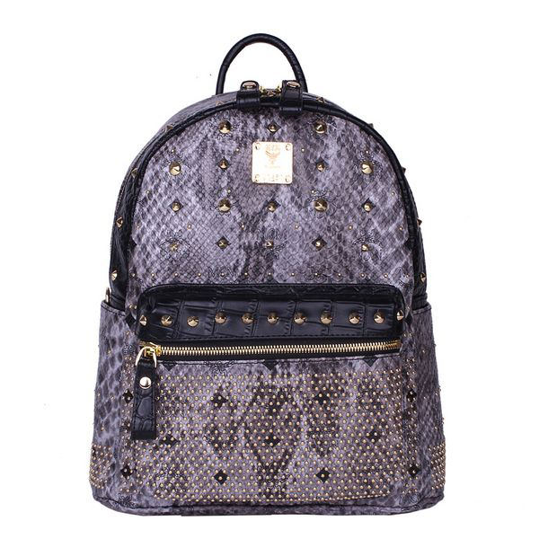 MCM Armour Small Backpack Snake Leather MC2095S Grey