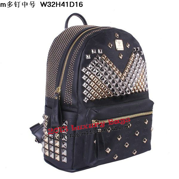 MCM Medium Stark Front Studs Backpack MC4237 Black