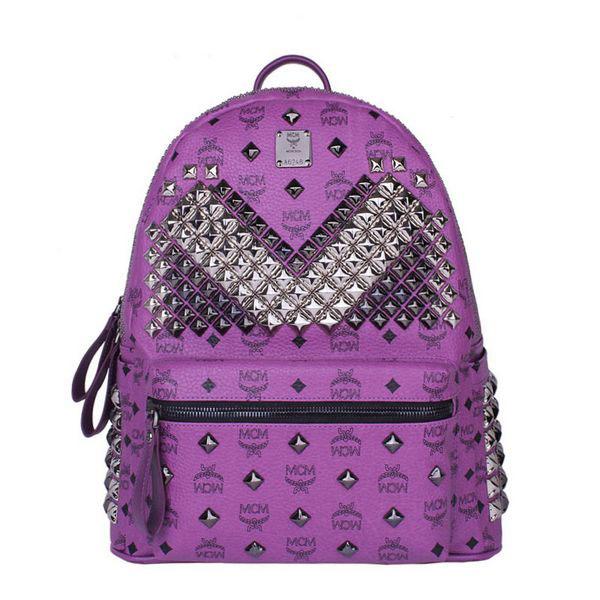 MCM Medium Stark Front Studs Backpack MC4237 Purple