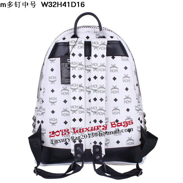 MCM Medium Stark Front Studs Backpack MC4237 White