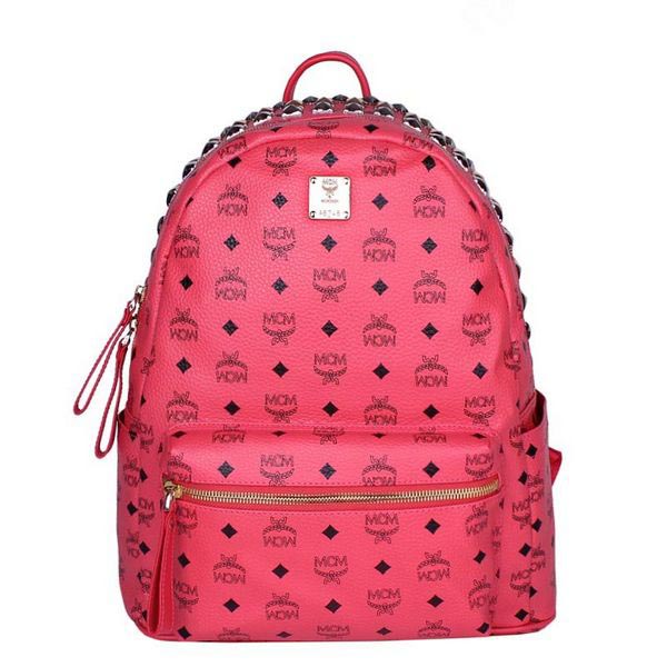 MCM Medium Top Studs Backpack MC4232 Red