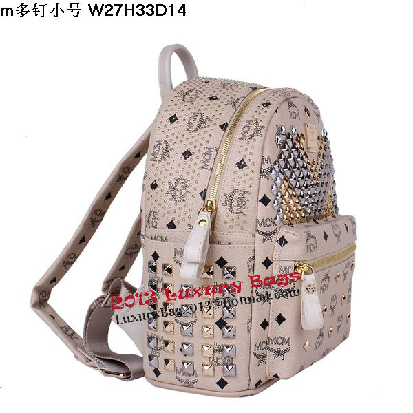 MCM Small Stark Front Studs Backpack MC4237S Beige