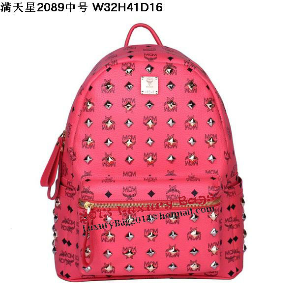 MCM Stark Studded Medium Backpack MC2089 Light Red