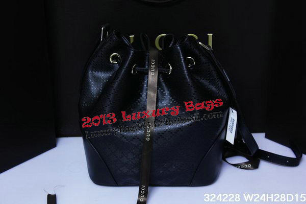 Gucci 354228 Black Calf Leather Bucket Bag