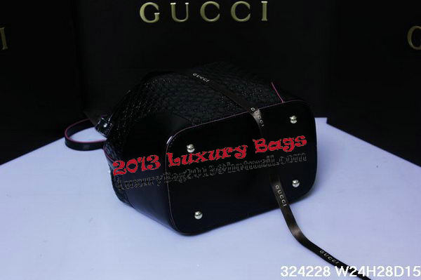 Gucci 354228 Black Guccissima Leather Bucket Bag