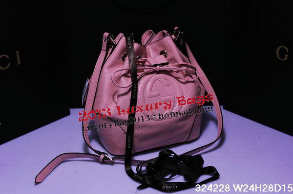 Gucci 354228 Pink Calf Leather Bucket Bag