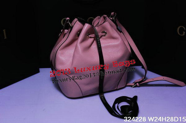 Gucci 354228 Pink Calf Leather Bucket Bag