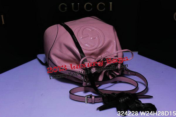 Gucci 354228 Pink Calf Leather Bucket Bag