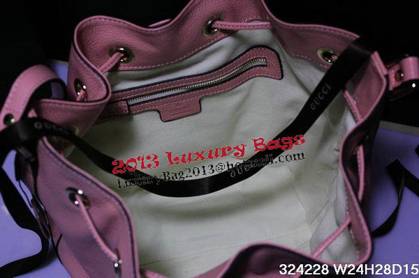 Gucci 354228 Pink Calf Leather Bucket Bag