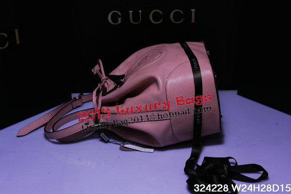 Gucci 354228 Pink Calf Leather Bucket Bag