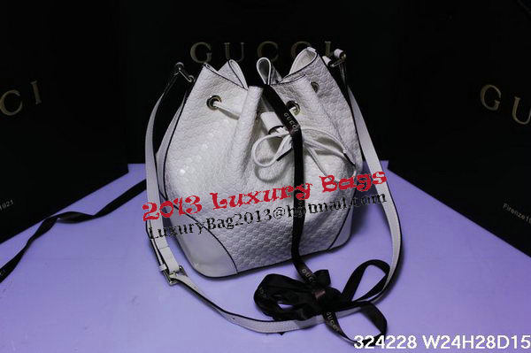 Gucci Guccissima Leather Bucket Bag 354228 White