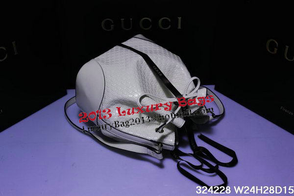 Gucci Guccissima Leather Bucket Bag 354228 White