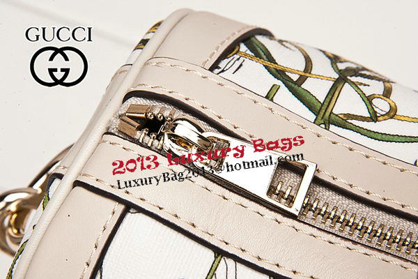 Gucci 247205 White Vintage Flora Leather Boston Bag