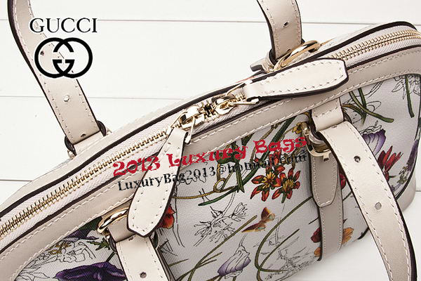 Gucci 309617 White Vintage Flora Leather Top Handle Bag