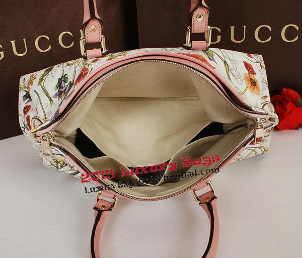 Gucci Flora Leather Medium Top Handle Bag 323688 Pink