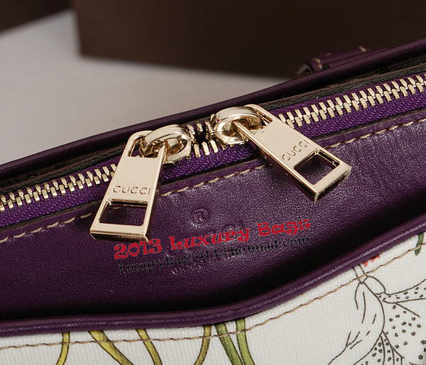 Gucci Flora Leather Medium Top Handle Bag 323688 Purple