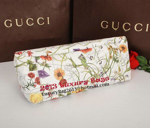 Gucci Flora Leather Medium Top Handle Bag 323688 Purple