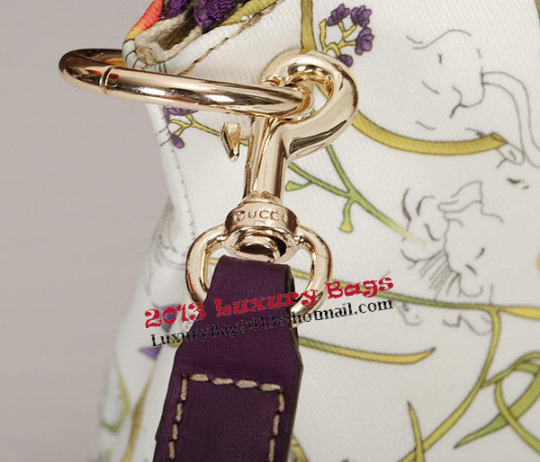 Gucci Flora Leather Medium Top Handle Bag 323688 Purple