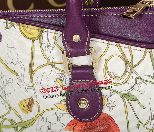 Gucci Flora Leather Medium Top Handle Bag 323688 Purple