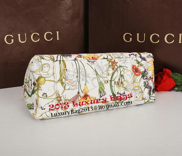 Gucci Flora Leather Medium Top Handle Bag 323688 Yellow