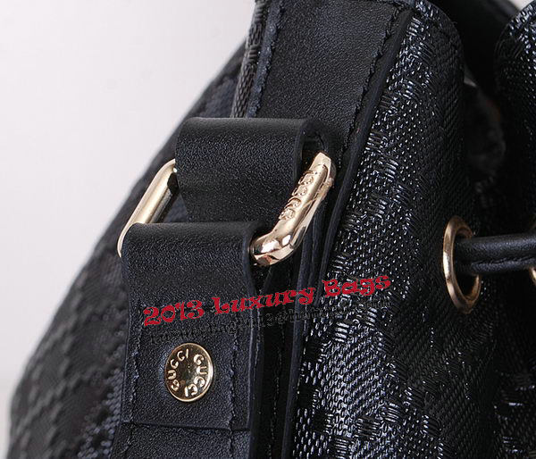 Gucci Bright Diamante Leather Bucket Bag 354228 Black