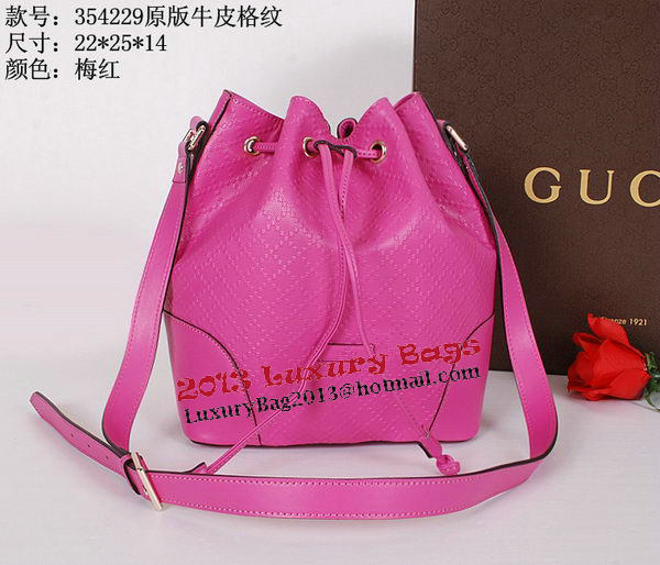 Gucci Bright Diamante Leather Bucket Bag 354228 Rosy