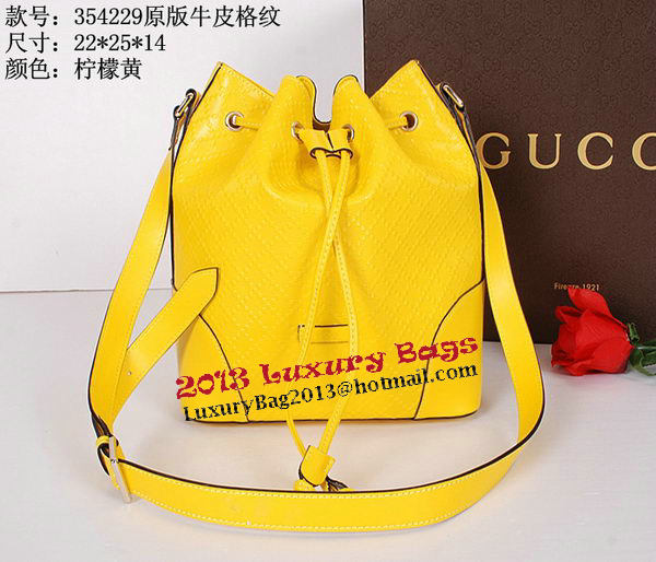 Gucci Bright Diamante Leather Bucket Bag 354228 Yellow