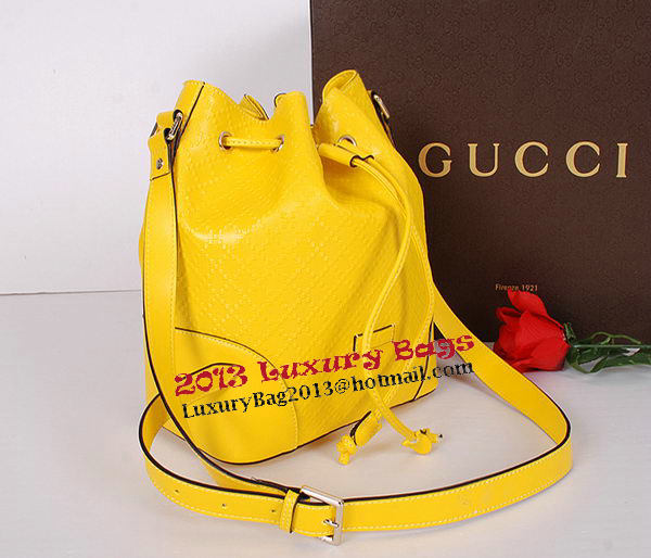 Gucci Bright Diamante Leather Bucket Bag 354228 Yellow