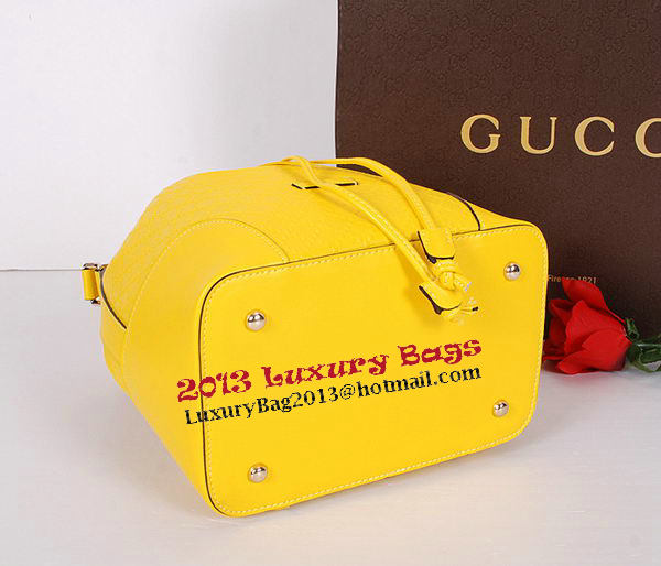 Gucci Bright Diamante Leather Bucket Bag 354228 Yellow