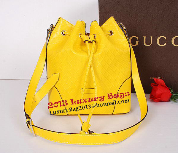Gucci Bright Diamante Leather Bucket Bag 354228 Yellow