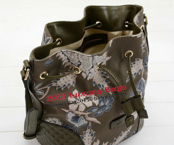 Gucci Camouflage Leather Bucket Bag 354228 Khaki