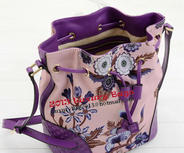 Gucci Camouflage Leather Bucket Bag 354228 Purple