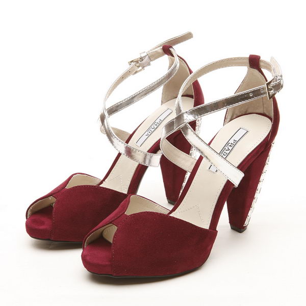 PRADA Suede Leather 110mm Sandals PD327 Burgundy