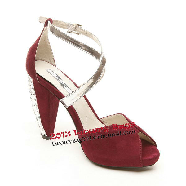 PRADA Suede Leather 110mm Sandals PD327 Burgundy