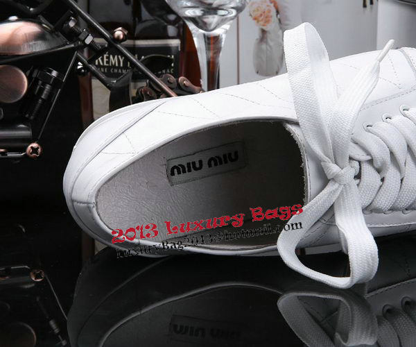 miu miu Sheepskin Leather Casual Shoes 177652 White