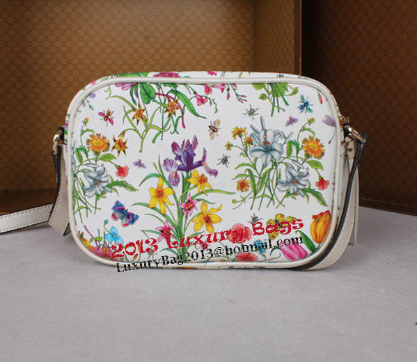 Gucci 308364 White Flora Leather Soho Disco Bag