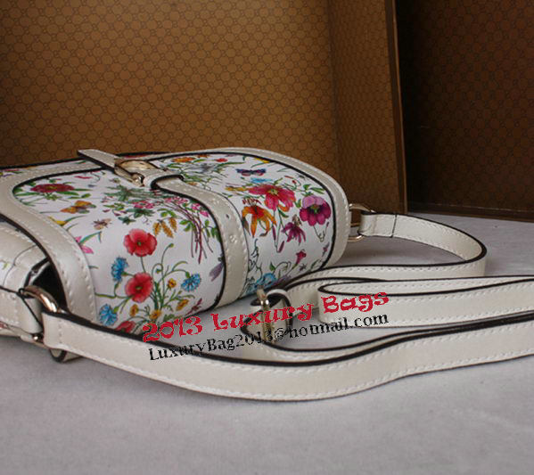 Gucci Nice Flora Leather Shoulder Bag 336749 White