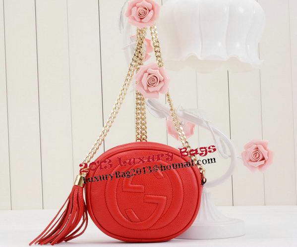 Gucci Soho Original Leather mini Chain Bag 353965 Red