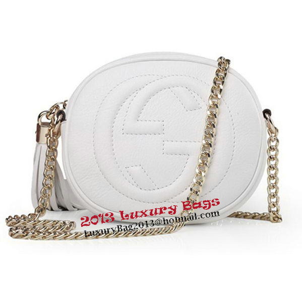 Gucci Soho Original Leather mini Chain Bag 353965 White