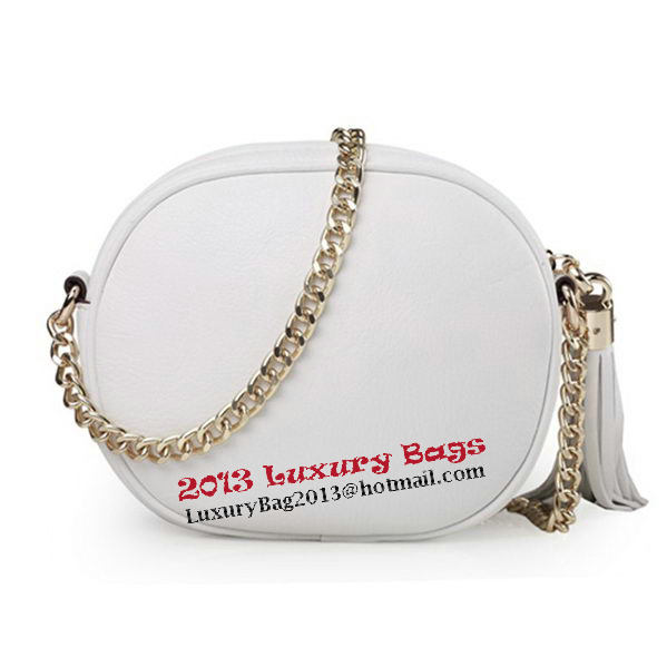 Gucci Soho Original Leather mini Chain Bag 353965 White