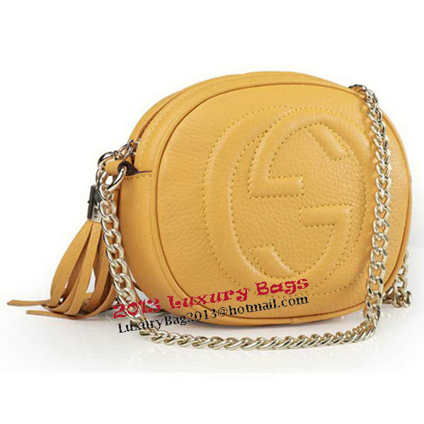 Gucci Soho Original Leather mini Chain Bag 353965 Yellow