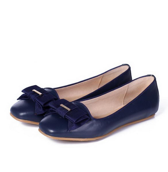 Salvatore Ferragamo Calfskin Leather Ballerina Flat FL0398 Blue