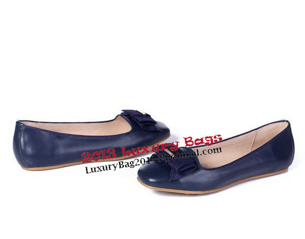 Salvatore Ferragamo Calfskin Leather Ballerina Flat FL0398 Blue