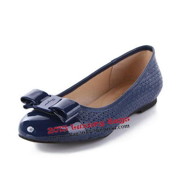 Salvatore Ferragamo Patent Leather Ballerina Flat FL0395 Blue